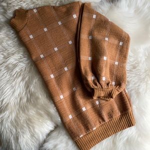 Anthropologie Oversized Crop Cotton Waffle Sweater